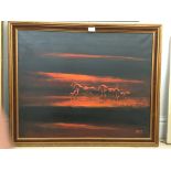 An Impressionist study depicting horses running through a landscape, signed 'Ixer',