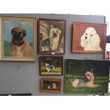 Six oils of dog subjects,