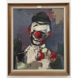 A portrait study of a clown, oil on canvas, signed lower right,