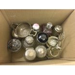 A quantity of HM silver lidded bottles