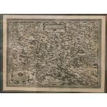 A 16th century map of Transilvania, copper engraving,
