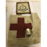 A Royal Army medical corps collection to inc a framed tapestry,