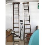 Two wooden ladders,