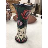 A Moorcroft vase with Mackintosh rose design