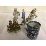 A quantity of ceramics to inc an Adams-style jug and fox hunting figurine