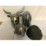 Four helmets to inc gladiator, knight,