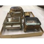 Four glass set Georgian style trinket boxes