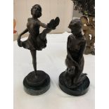 Two bronze figures of ladies,