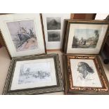 A quantity of pictures to inc a hand-signed monochrome etching,
