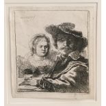 After Rembrandt van Rijn (1606-1669): Portrait of the artist and his wife, etching,
