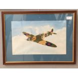 A watercolour study of a WWII plane,