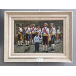 Denis Coote (20th century): Morris Dancers, St Albans, oil on board, signed,