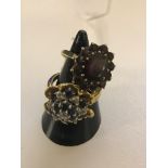 A 9ct diamond and sapphire ring and garnet