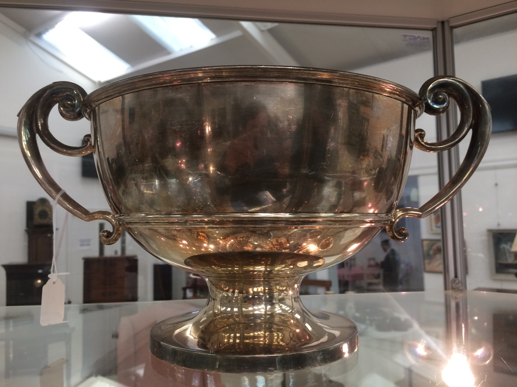 A large HM silver handled punch bowl
