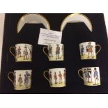 A set of six cups and saucers in original box : Swiss in the military services of other countries