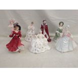 A quantity of Royal Worcester and Royal Doulton china ladies (7)