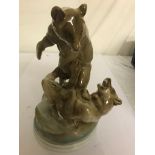 A Szolny Pecs ceramic figure of fighting bears (1911)