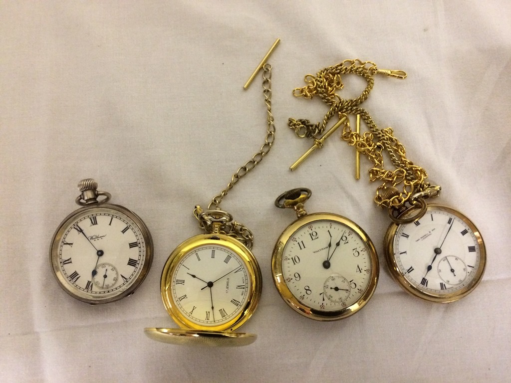 A quantity of pocket watches to inc silver and gold-plated examples;