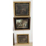 Three mezzotints including two after George Morland, largest approx.