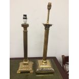 Two brass column lampbases