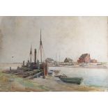 A watercolour depicting a harbour scene, signed lower left 'A Thomson' & dated 1925,