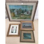 Italian School: Four pictures to inc landscape oils and a Venetian watercolour