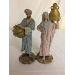 A pair of 19th century Royal Worcester water carriers with green mark to base A/F