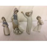 Four Lladro figures to inc girl with geese,