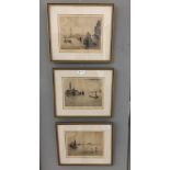 William Henry Sweet (1889-1943): Three hand-signed etchings of Venetian scenes, each approx.