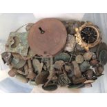 A box of detector finds: coins etc