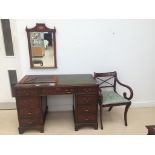 A pedestal desk; together with chair, blotter,