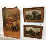 English School (19th century): A pair of oils on canvas depicting figures in landscapes,