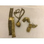 A quantity of 9ct gold to inc watch straps, locket, cuff links etc.