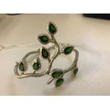 A silver diopside leaf Nouveau-style bangle