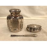 A silver tea caddy and a late Victorian silver metal box