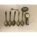 A quantity of HM silver spoons;