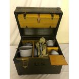 WWII Era US Travelling Trunk of enamelled Dinner/Tea Service and Cutlery,