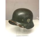 WWII German Q62 Single Decal Kriegsmarine Tin Helmet, numbered D1148 with liner and strap.