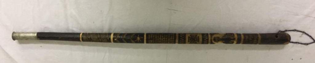 WWII German Carved wood stick with Nazi Eagle and chip carved decoration