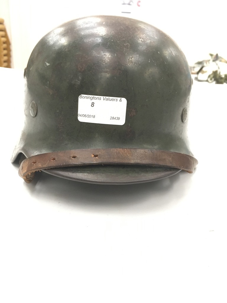 WWII German ET 62 Double Decal Police/Army Tin Helmet,original liner and strap.numbered 4582. - Image 2 of 11