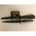 Presentation Fairbairn Sykes dagger and sheath to "Major T A Richards T D RASC From Sgts Mess 912