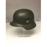 WWII German ET 62 Double Decal Police/Army Tin Helmet,original liner and strap.numbered 4582.