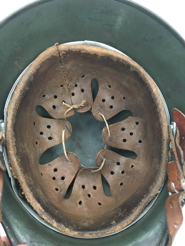 WWII German ET 62 Double Decal Police/Army Tin Helmet,original liner and strap.numbered 4582. - Image 9 of 11