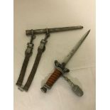 WWII German Army dress dagger, blade by Alcoso, with hanger and Portepee.