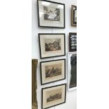 Four coloured framed and glazed prints of Waterloo by Atkinson