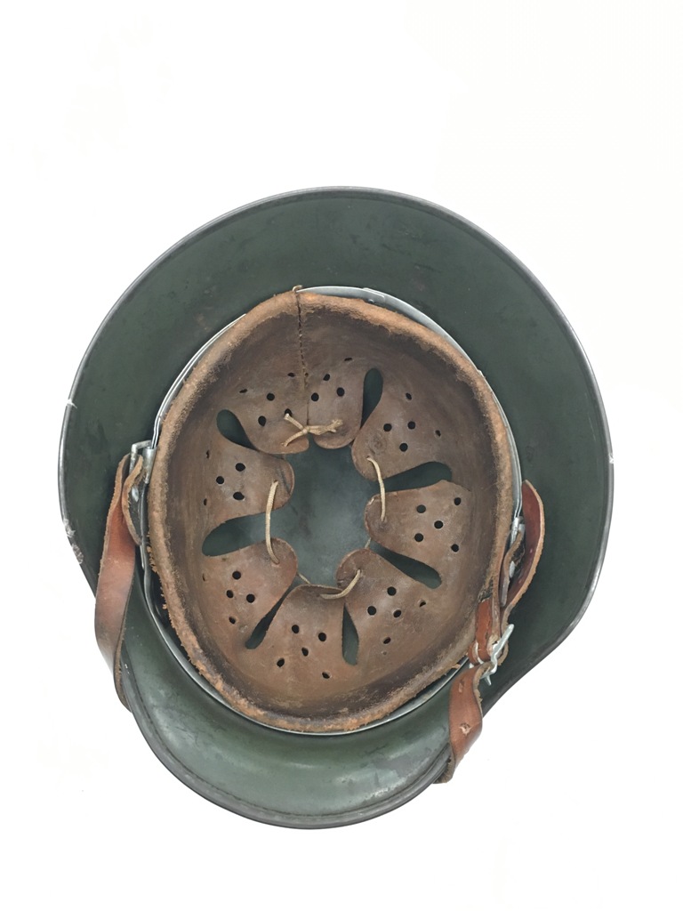 WWII German ET 62 Double Decal Police/Army Tin Helmet,original liner and strap.numbered 4582. - Image 8 of 11