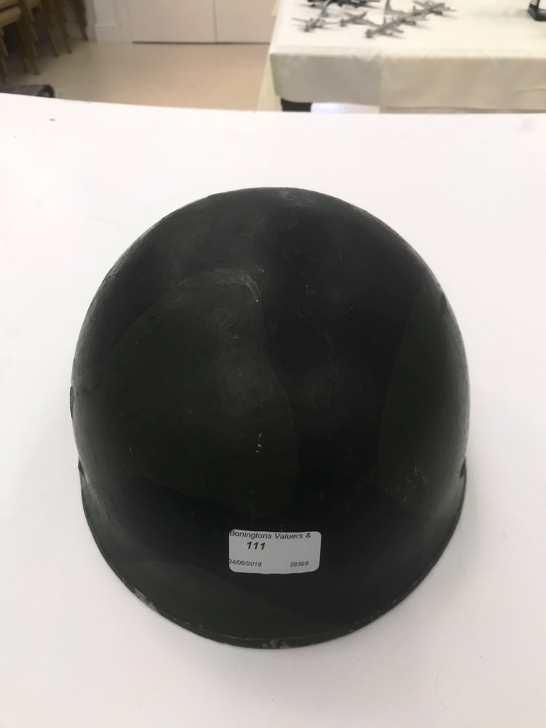 WWII English Paratroopers Steel Helmet with painted DPM pattern. - Image 3 of 6