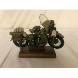 Model of WWII Harley with removable bits on stand