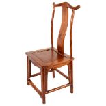A Huanghuali Yoke Back Side Chair: The elegantly shaped yoke top rail tenoned into the two slender