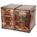 A late 19th century Japanese Cabinet: A twin section and interlocking collectors cabinet/chest of